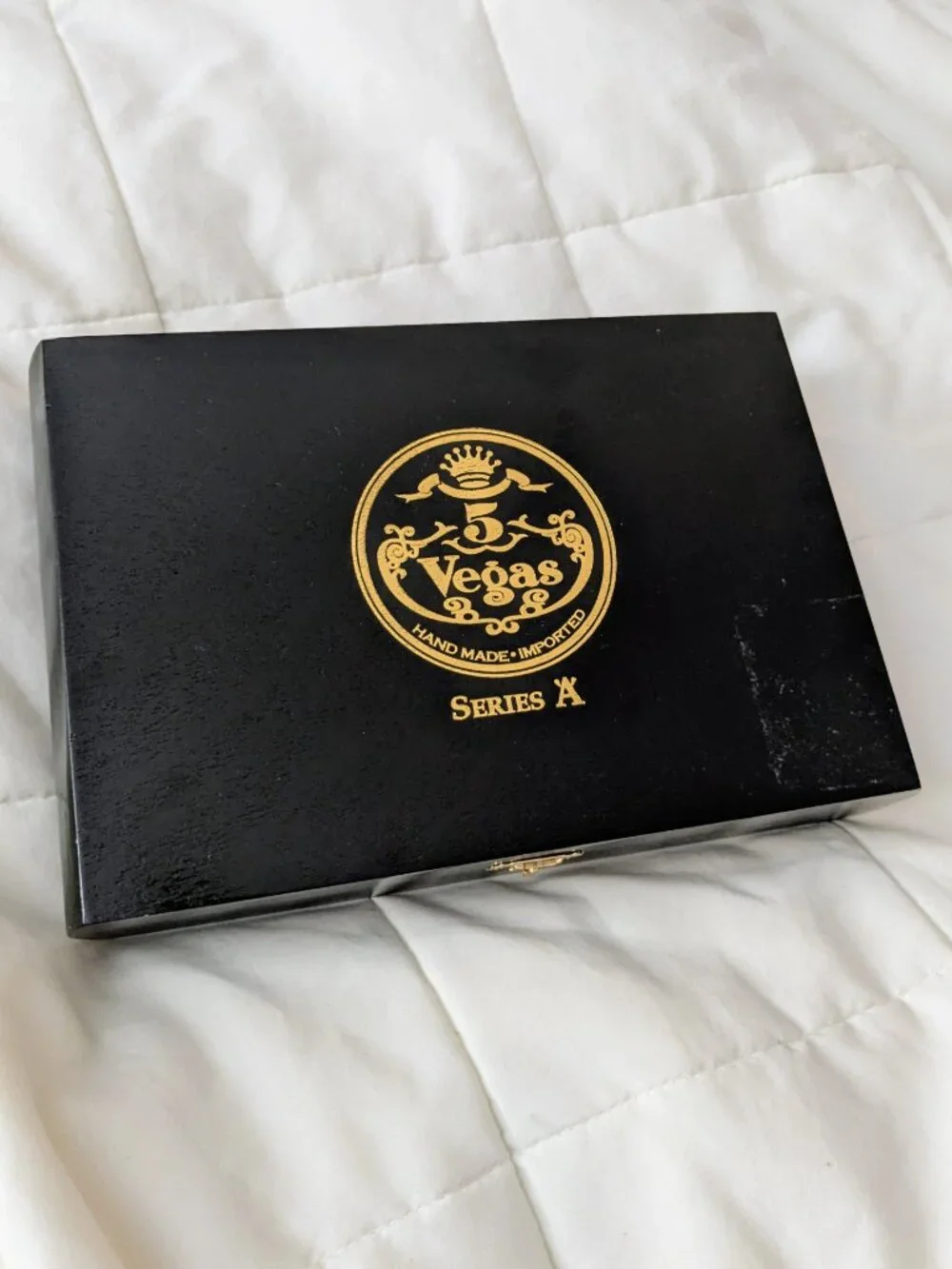 5 Vegas Series A Empty Cedar Wood Cigar Box Apotheosis Black Gold Decor Luxe